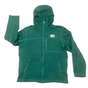 The North Face Green Full-Zip Hooded Fleece Jacket